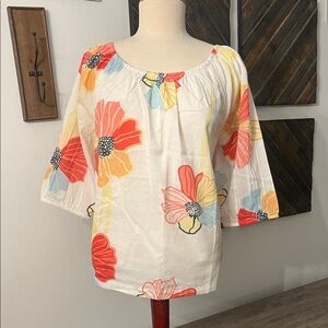 CHARLIE B Floral Blouse - Red, Orange, Yellow, Blue